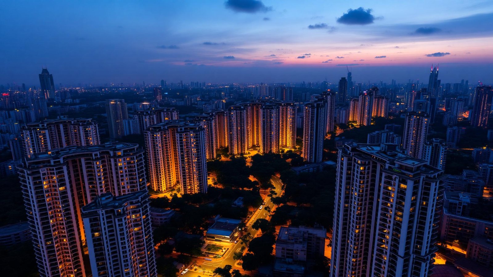 Kolkata premium residential skyline at twilight